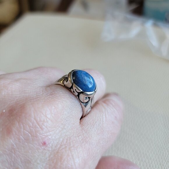 Sterling Silver Espo Tribal Ring With Blue Sodalite Stone Size 8-8.5 - Picture 6 of 9